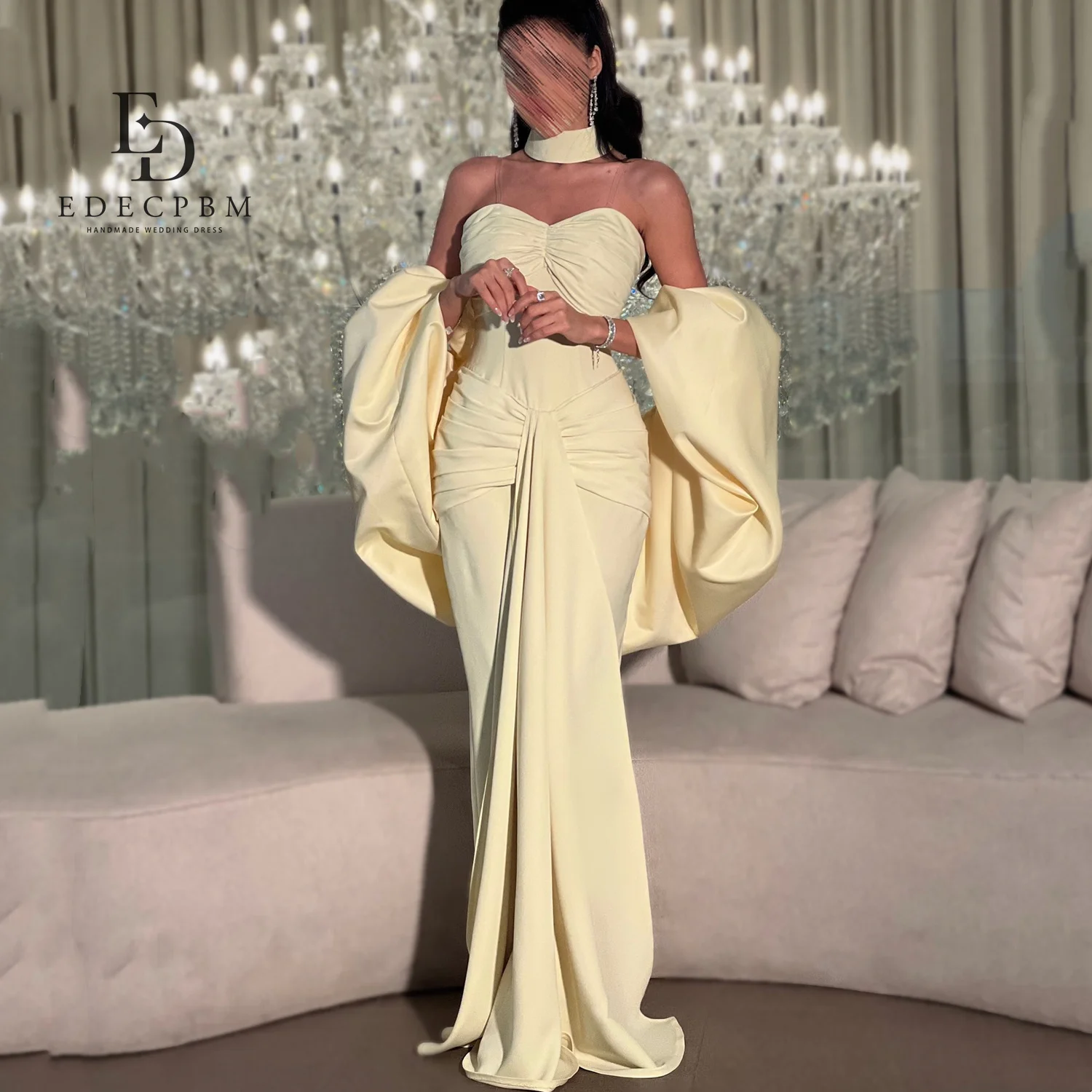 

EDECPBM Women Evening Dress فساتين سهرة Mermaid Prom Dresses 2025 Vestidos De Festa Yellow Customized Sweetheart Luxurious