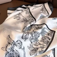 70*70cm Luxury Floral Print Silk Square Scarf Women Foulard Hairband Hands Bag Ribbon Head Hijab Neckerchief Headband Soft Satin - Image 4