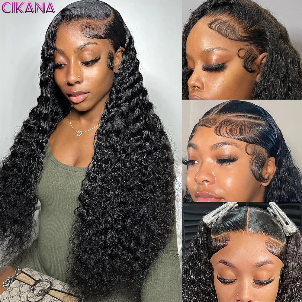 Cikana 13x4 13x6 Deep Wave Transparent Lace Frontal Human Hair Wigs Brazilian Remy  Deep Wave Human Hair Wigs For Women On Sale