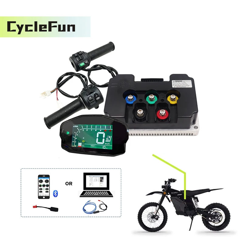 4KW-8KW ND96680 FarDriver 72V-96V DC 330A Sine Wave Controller with DKD Display and T08 Throttle for Electric Motorcycle Scooter