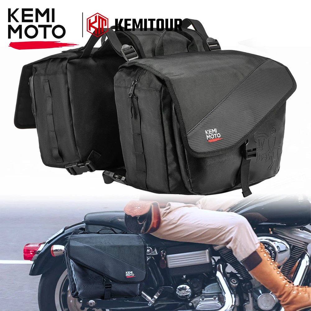 

Universal Motorcycle Side Saddlebags 40L Throw Over Pannier Bags for Honda CB500X Rebel 300 500 for Yamaha V-Star 650 1100 Bag