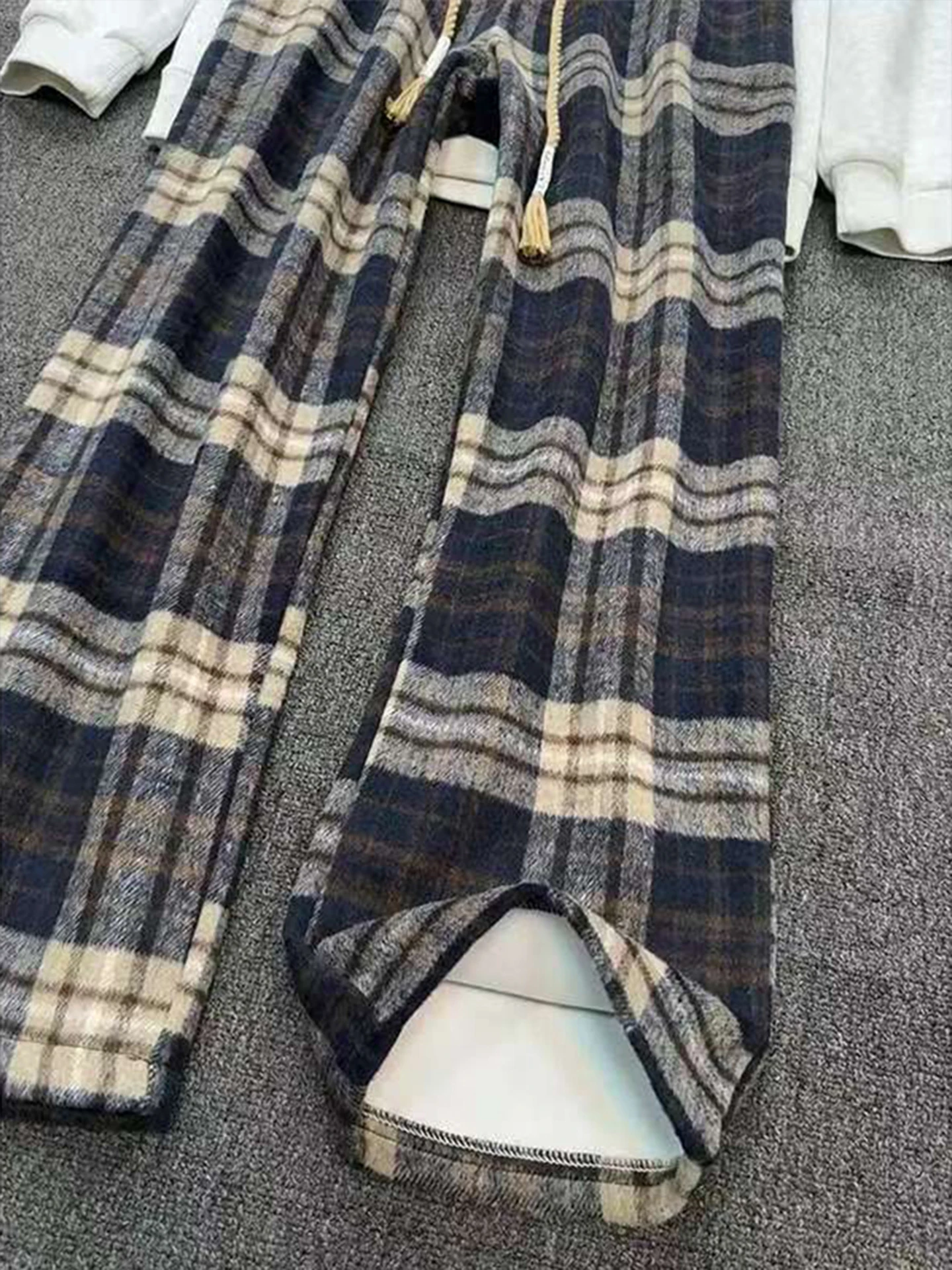 Thiened Wollhosen für Herren im Winter mit Fleece, lockere, gerade geschnittene Freizeithose, amerikanischer Stil, warme Polyesterfaser