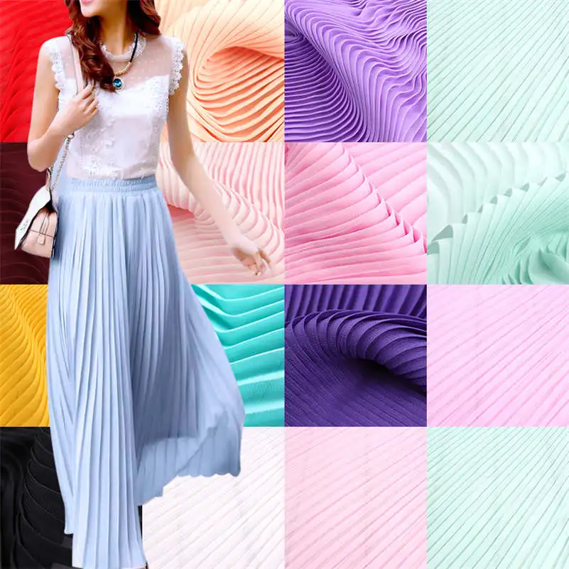 

Chiffon Georgette Pleated Fabric Craft Material Summer Dress Shirt Cloth Craft DIY 100x150CM