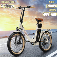 ONESPORT OT16 E-Bicycle 250W Brushless Motor 48V17AH Lithium Battery Aldult City EBike 20*3.0 Inch Fat Tire Folding ElectricBike