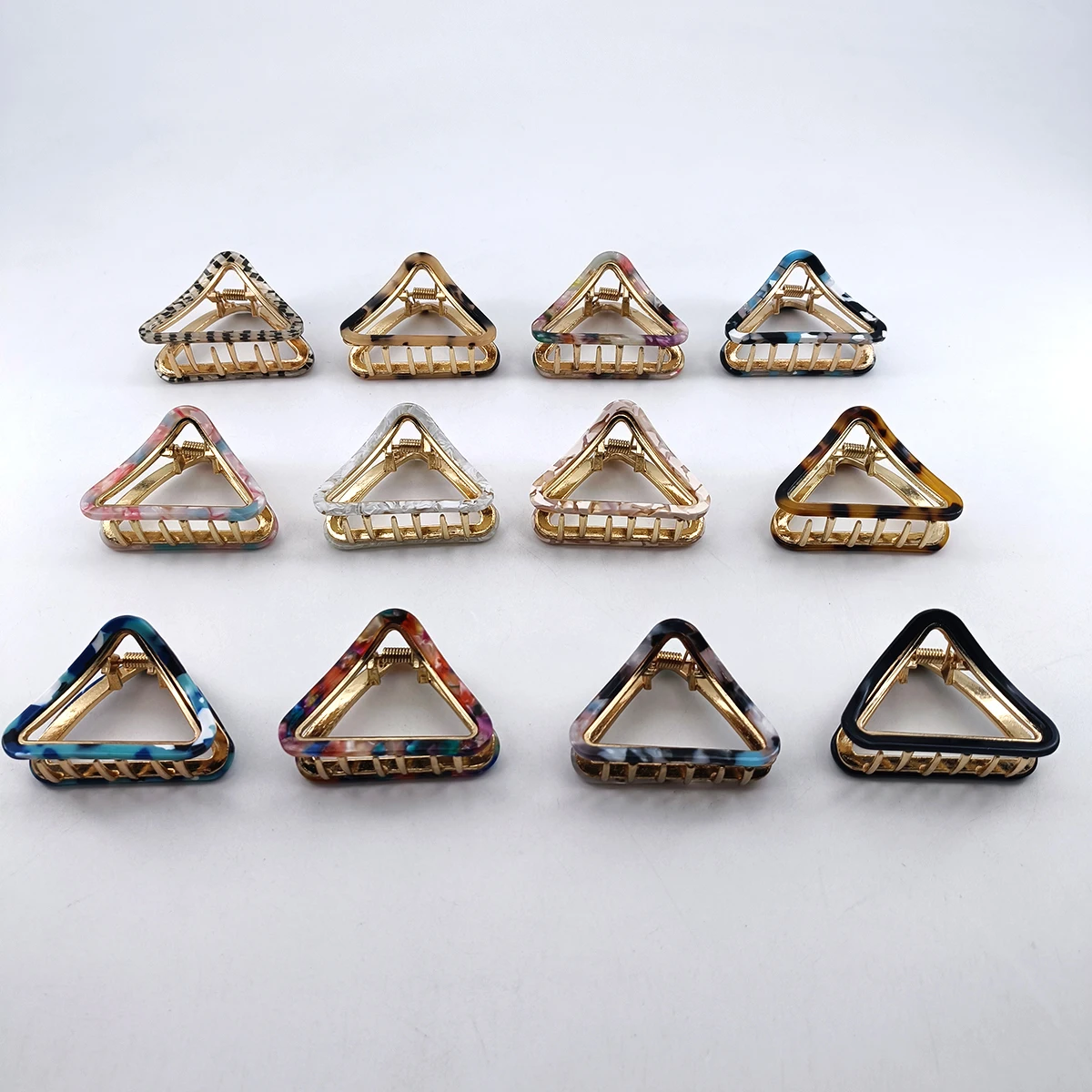 5.8cm Korean style alloy triangle clip with acetic acid minimalist hollow design hair clip and accessory