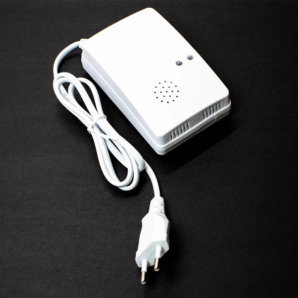 Enchufe de la UE Detector de gas natural y monóxido de carbono Enchufe en 2 en 1 Co propano GLP Alarma de sensor de fuga de gas combustible para cocina