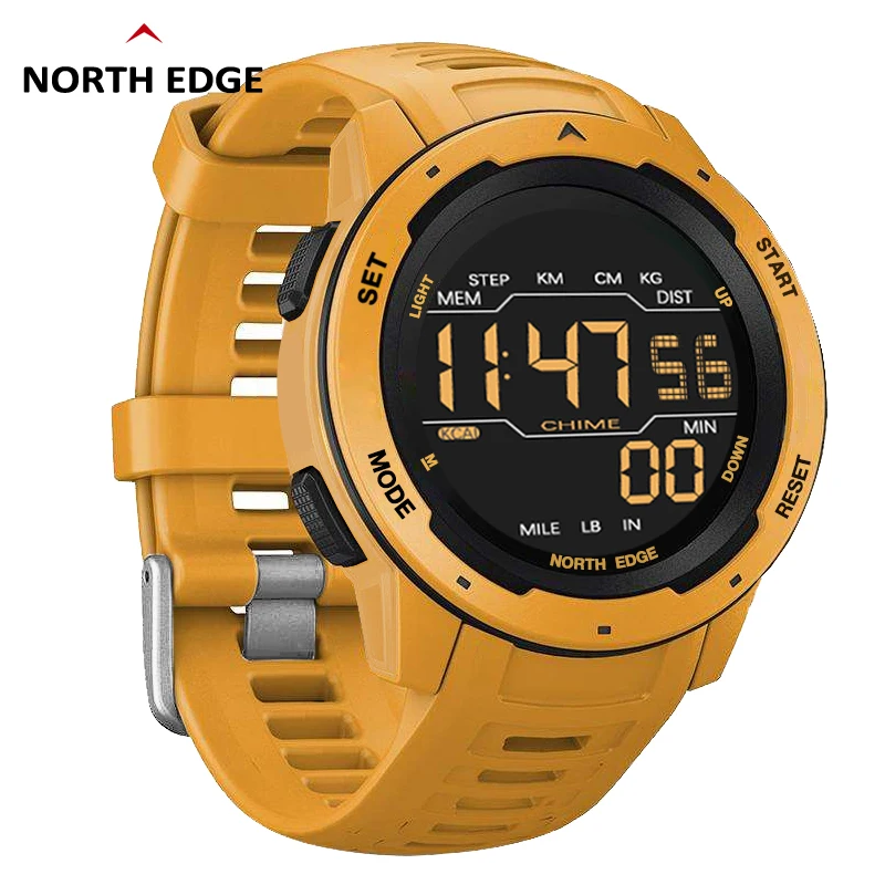 NORTH EDGE Led Digital Sport Pedometer Military Men's Watches 50 M Waterproof Multi-function Calories Alarm MARS Smart Clocks