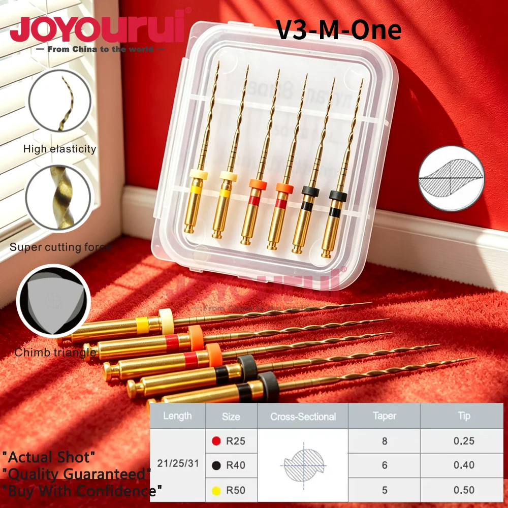 6pcs Dental Reciprocating Rotary Gold Files Endo NiTi File Dental Only One Files for Dental Endodontic Rotary Treatment Dentistr