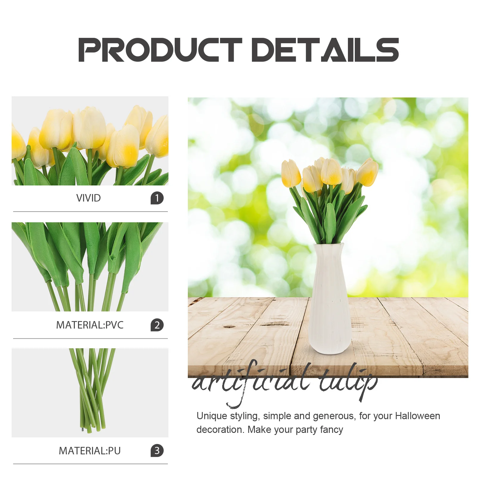 

10pcs Simulation Tulips Bouquet Artificial Flowers For Home Decor Fake Tulips Decor Wedding Scene Prop Faux Flower Branch