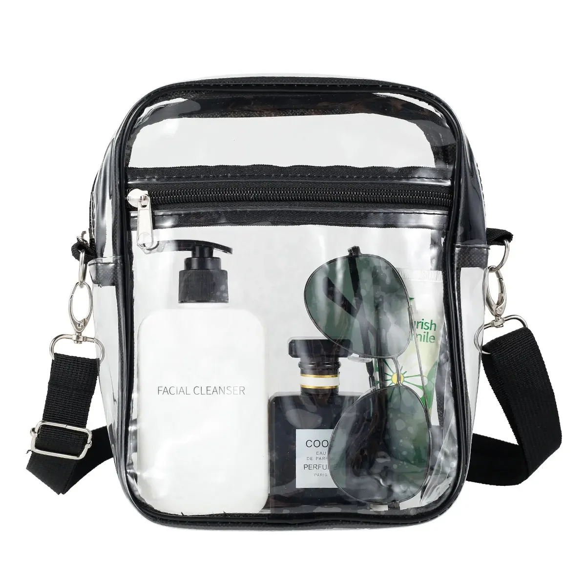 Clear Crossbody Purse Bag Stadium Approved Transparent Shoulder Bag See Through Gym Waterproof Zippered Tote Bag for Sports