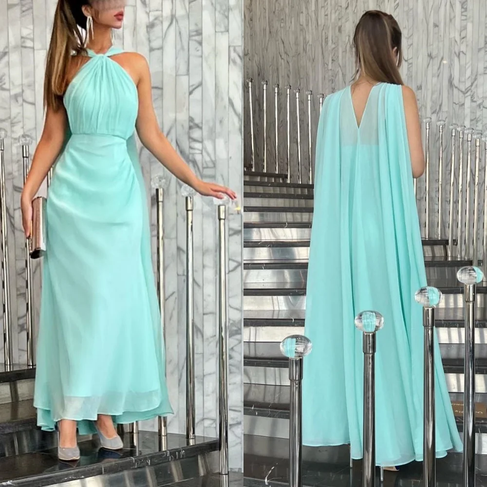 Robe de Bal en Mousseline de Soie Froncée, Tenue de Soirée Formelle, Gaine, Dos aux, sur Mesure, Mi-Longue, Arabie Saoudite