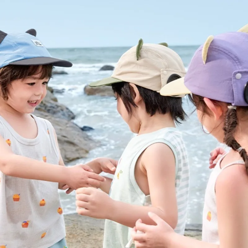 Sommer-Schnelltrocknende Piloten-Baseballkappe mit Ohrenschutz, Wendbar, UV-Schutz, Sonnenbrillendekor, Sonnenhut für Jungen, Mädchen, Familien-Outdoor-Partnerlook – Detail 3