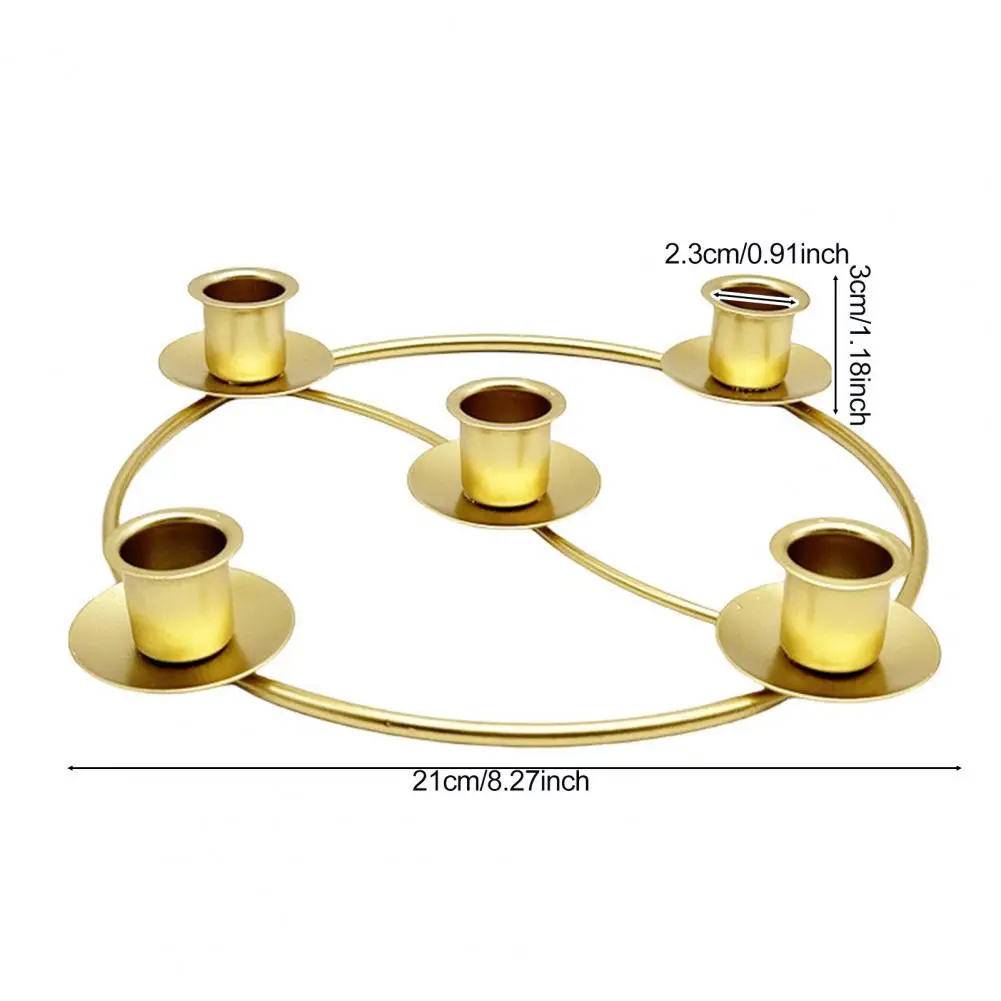 حامل شموع معدني مجيء إكليل شمعة حامل عيد الميلاد شمعة حلقة حامل ل 4/5 شموع مستدقة الذهب معدن مجيء إكليل الدائري #6