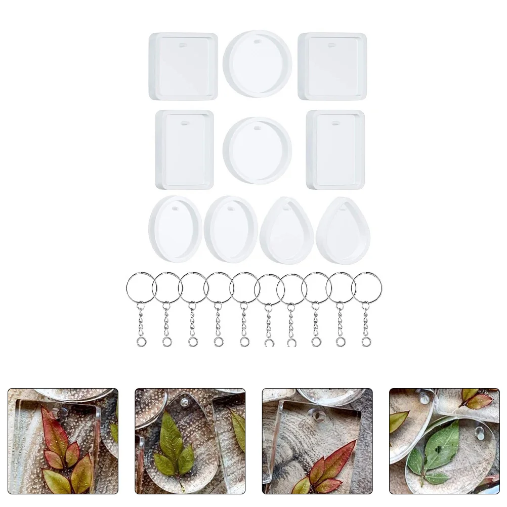 

20Pcs Crystal Epoxy Silicone DIY Keychain Pendant Mold Kit for Handmade Custom Key Rings Reusable Silicone Mould
