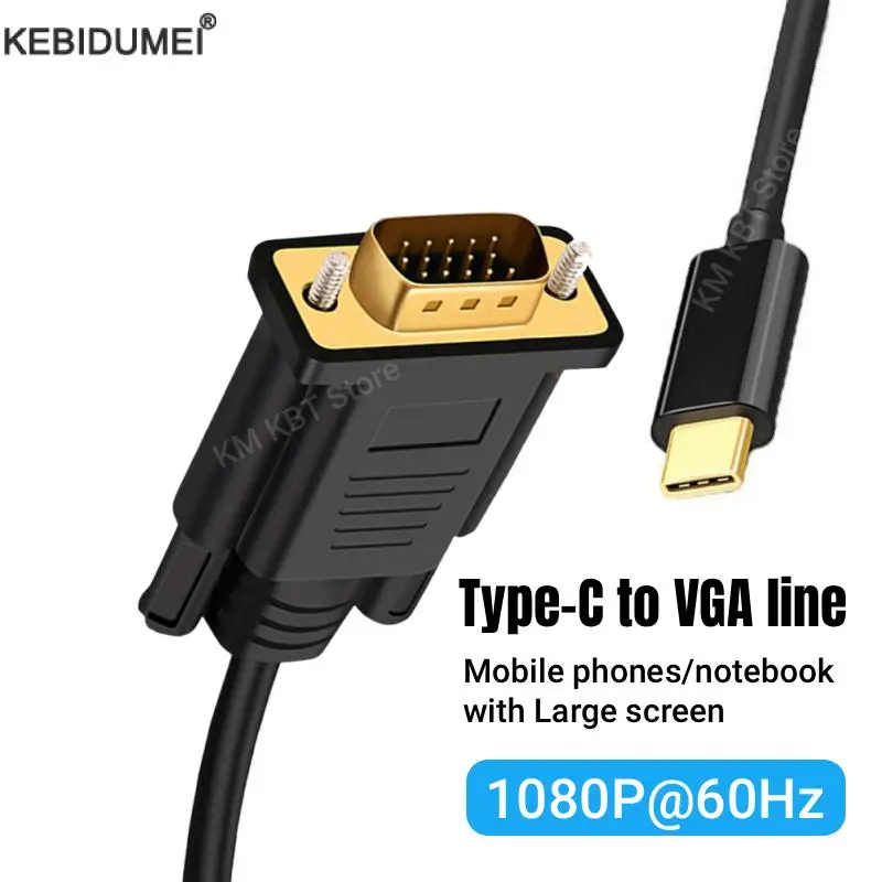 1080P USB C Zu VGA Adapter Kabel Typ-C Stecker auf DVI Stecker Video Konverter Kabel Für PC Laptop TV Box Monitor Projektor