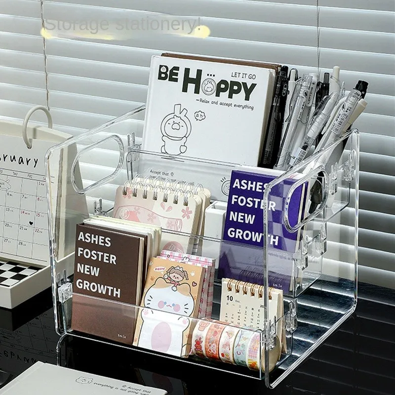 

Многослойная акриловая настольная стойка для хранения книг, канцелярских принадлежностей, косметики, настольный органайзер, организация многослойных полков для хранения