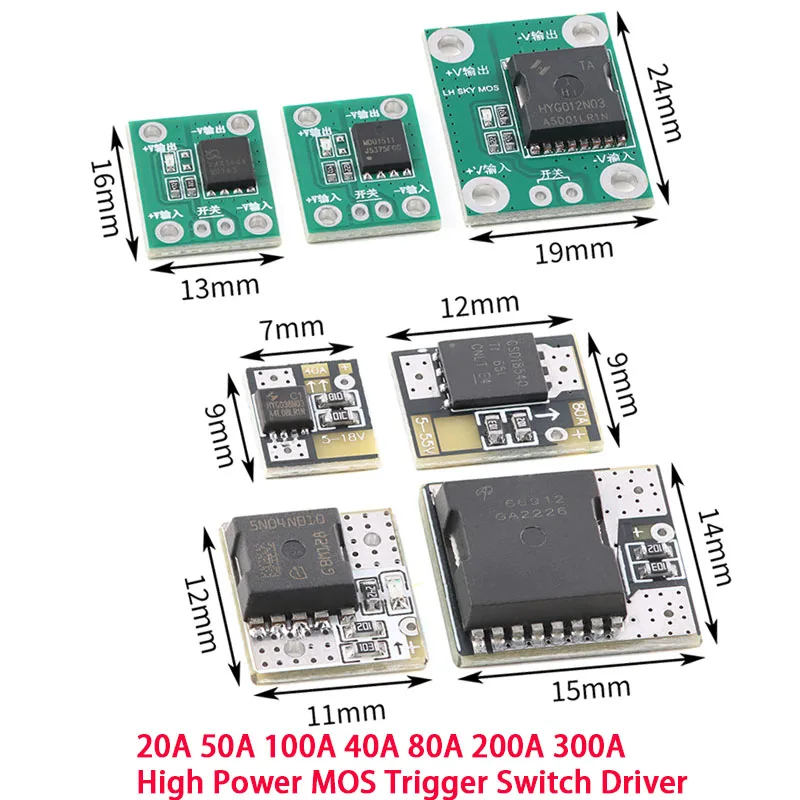 20A 50A 100A 40A 200A 300A High Power MOS Trigger Switch Driver Module Field Effect Tube PWM Regulation Electronic Control Panel