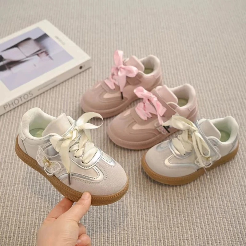 

2025 Children's Board Shoes Autumn Models Gold Casual Ballet-Style Silver Boys Girls Training Shoes Soft Kid Baby Sneakers