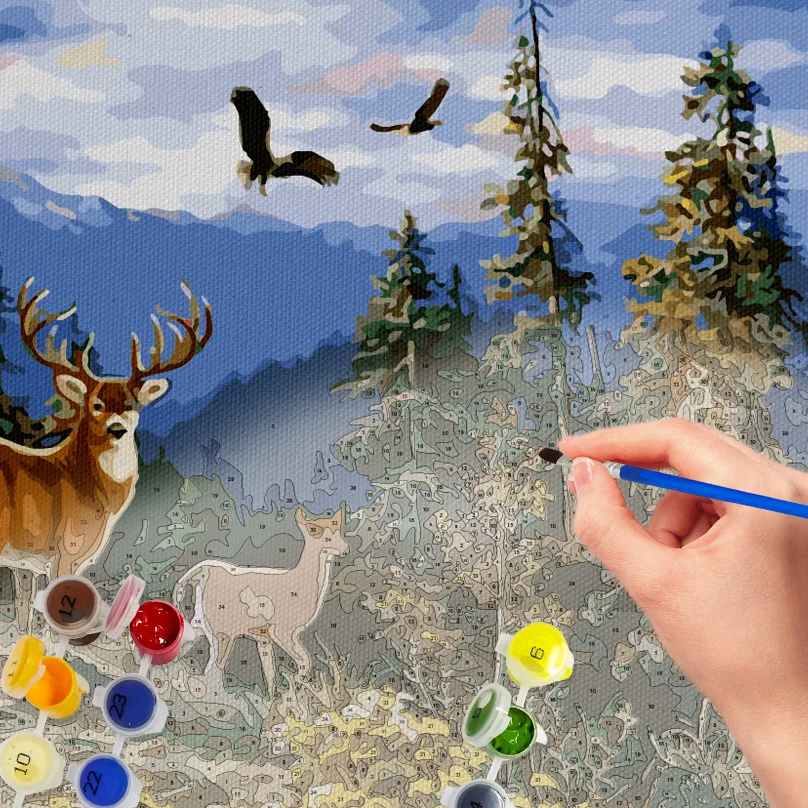 Large Paint By Numbers Kit for Adults Forest Animals, DIY Acrylic Digital Oil Painting Art on Canvas Wall Decor Gift No Frame