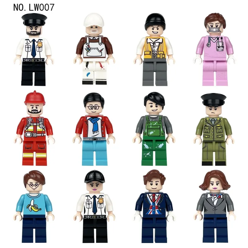 ตุ๊กตาตำรวจคนเมืองจิ๋ว รุ่น LW007 ของเล่นพยาบาล นักดับเพลิง ตุ๊กตาการ์ตูน ของตกแต่งงานวันเกิดเด็ก