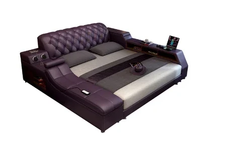 Multifonction Aesthetic Double Bed Queen Size Master Twin King Double Bed Luxury Leather Smart Cama Box Casal Bedroom Furniture