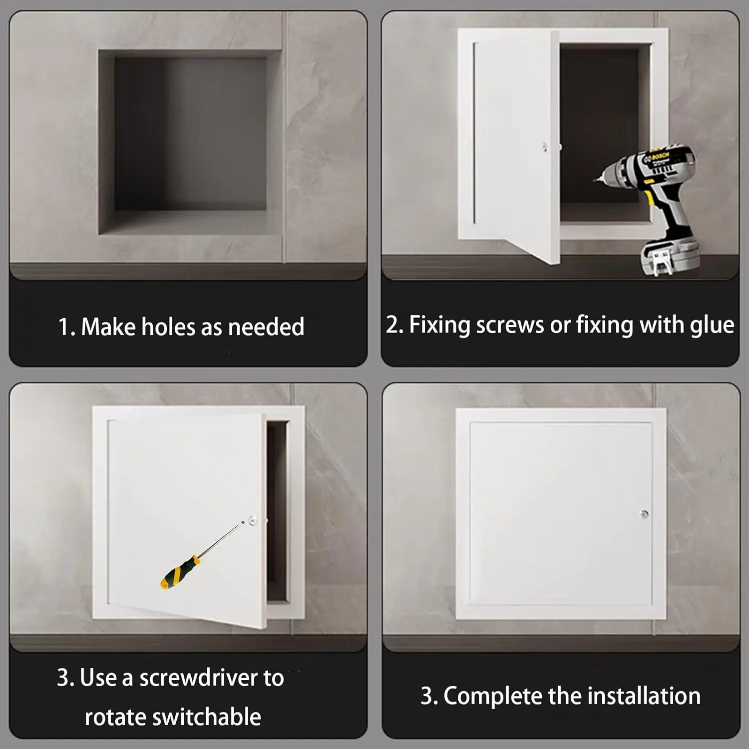 1Piece Painted Square Metal Access Panel Soffit Wall Inspection Door Cam Magnet Latch White Black Grey