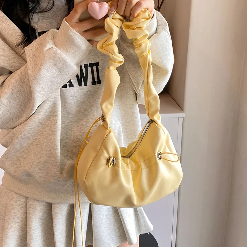 PU Leather Sweet Shoulder Bags Cute Lady Sliver Handbags Fresh Pink Casual Totes For Women Solid Elegant Packages For Girls