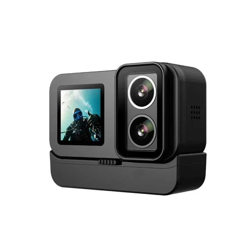 Action Camera 4K Dual Lens With Low Light Solution And Long Battery Life