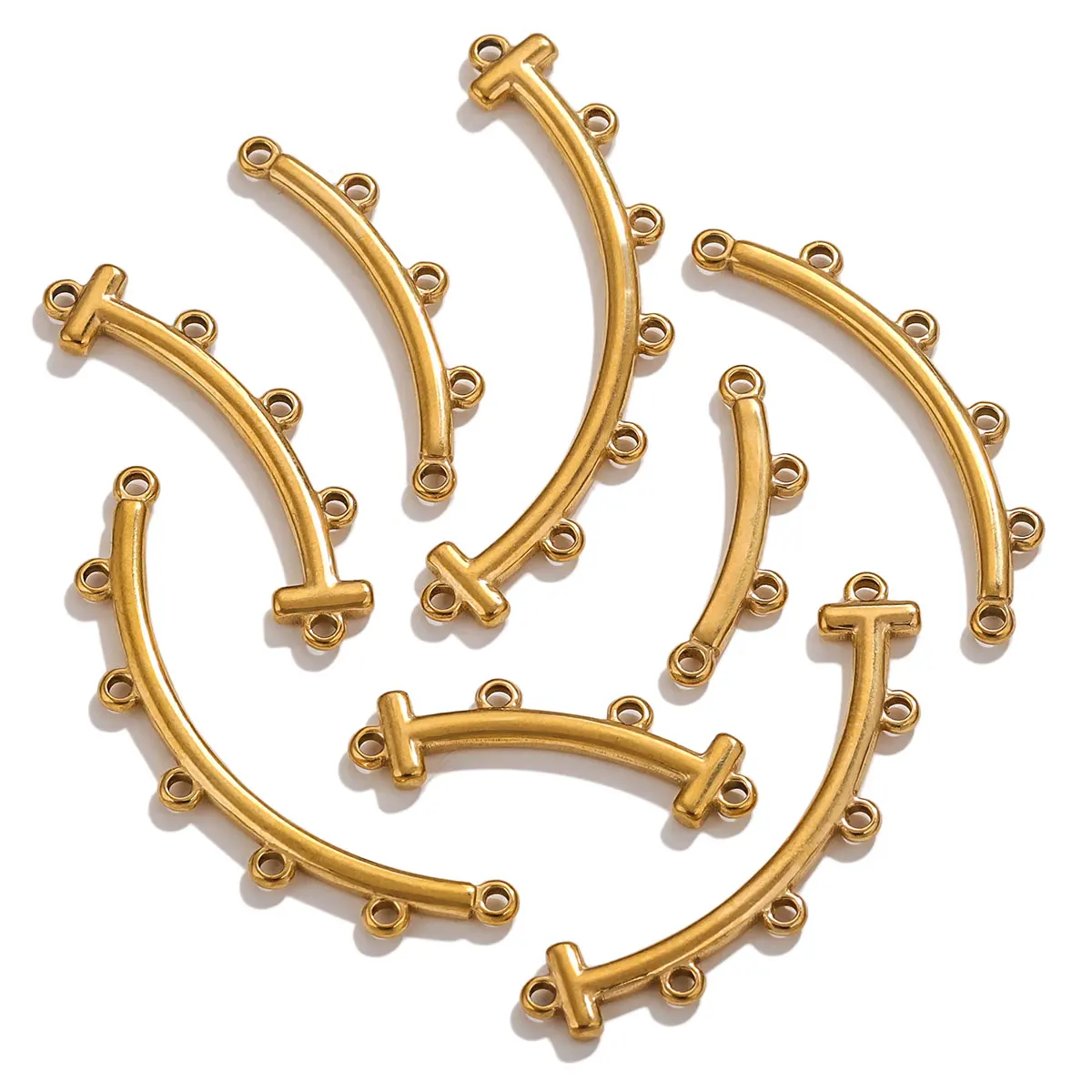 

5pcs Bend Stainless Steel Bohemia Cylinder Multi Strand Necklace Bracelet Layer Pendant Bail Connector Diy Jewelry Chain Earring