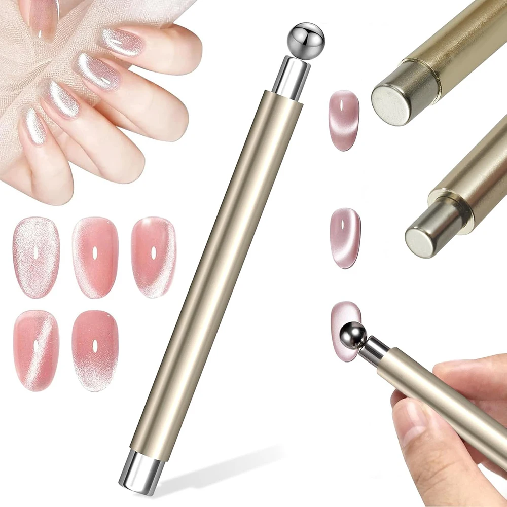Imán de ojo de gato para uñas 3 en 1, Color dorado y plateado, imán de uñas de ojo de gato, herramienta de diseño de esmalte magnético, bola DIY para el hogar y el salón