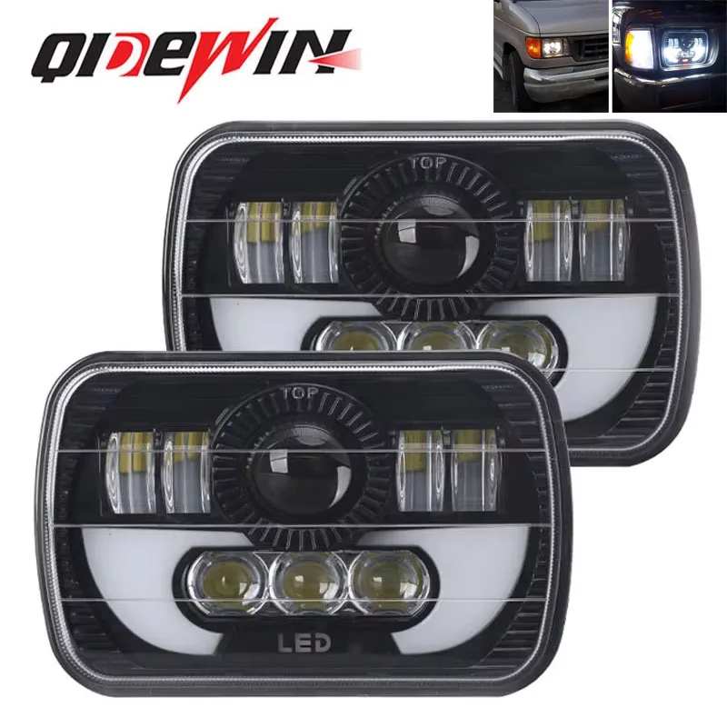 

7x6 5X7" Hi-Low Beam 7inch H4 Led Light For Jeep Wrangler Toyota Nissan Ford off road Square Headlight Assembly Turn Signal DRL