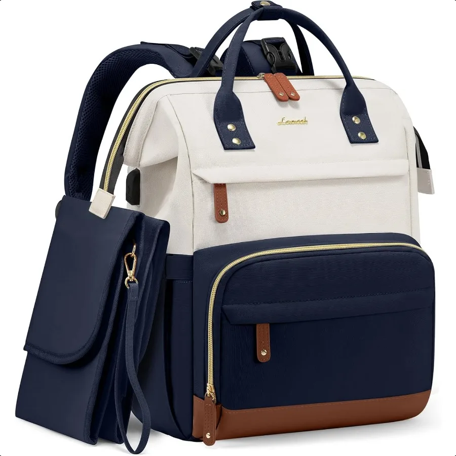 

LOVEVOOK сумка для подгузников, детская сумка с пеленальной станцией, большой рюкзак для подгузников для мамы, папы, водонепроницаемая кожаная сумка для мамы