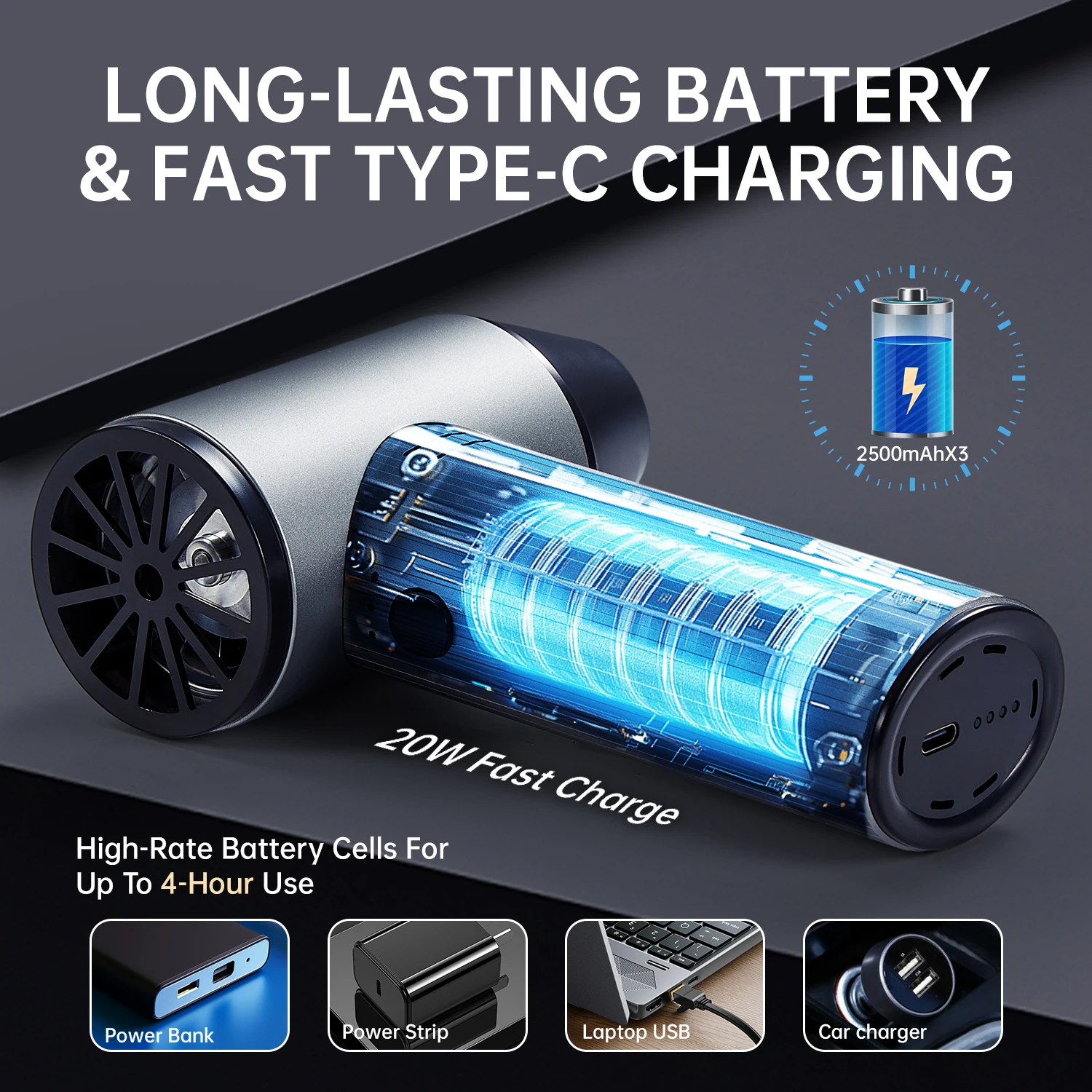 300000 giri/min Elettrico Air Duster Turbo jet ventilatore Motore ad alta velocità Ventilatore d'aria 15W Ricarica rapida 3 velocità regolabili Jet Dry Ventilatore