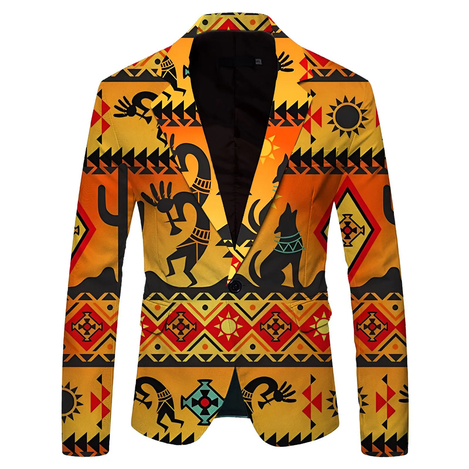 Blazer single breasted masculino, terno de lapela, jaqueta fina, impressão africana, colarinho de virada, streetwear, verão, 23248398