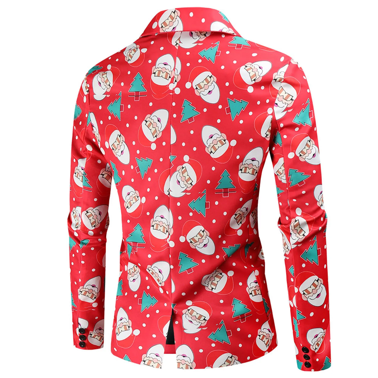 Mens Christmas Blazer Cartoon Santa Claus Printed Single-Breasted Jacket Xmas Carnival Party Chic Stylish Casual Blazers Male