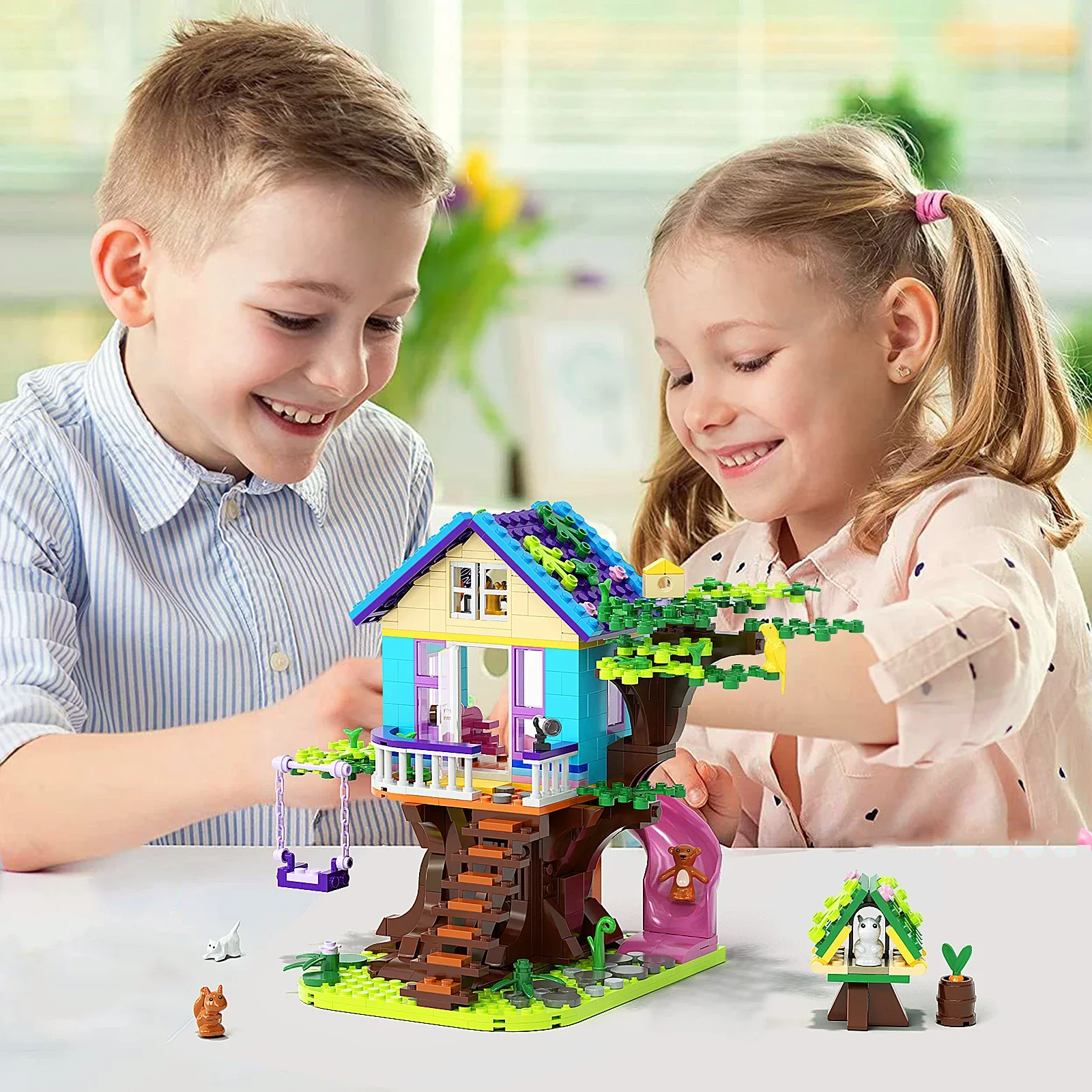 MOC Dream Tree Cabin Building Blocks Forest Natural Art Flower Hut House Model DIY Bricks Toys Kid Birthday Christmas Gift