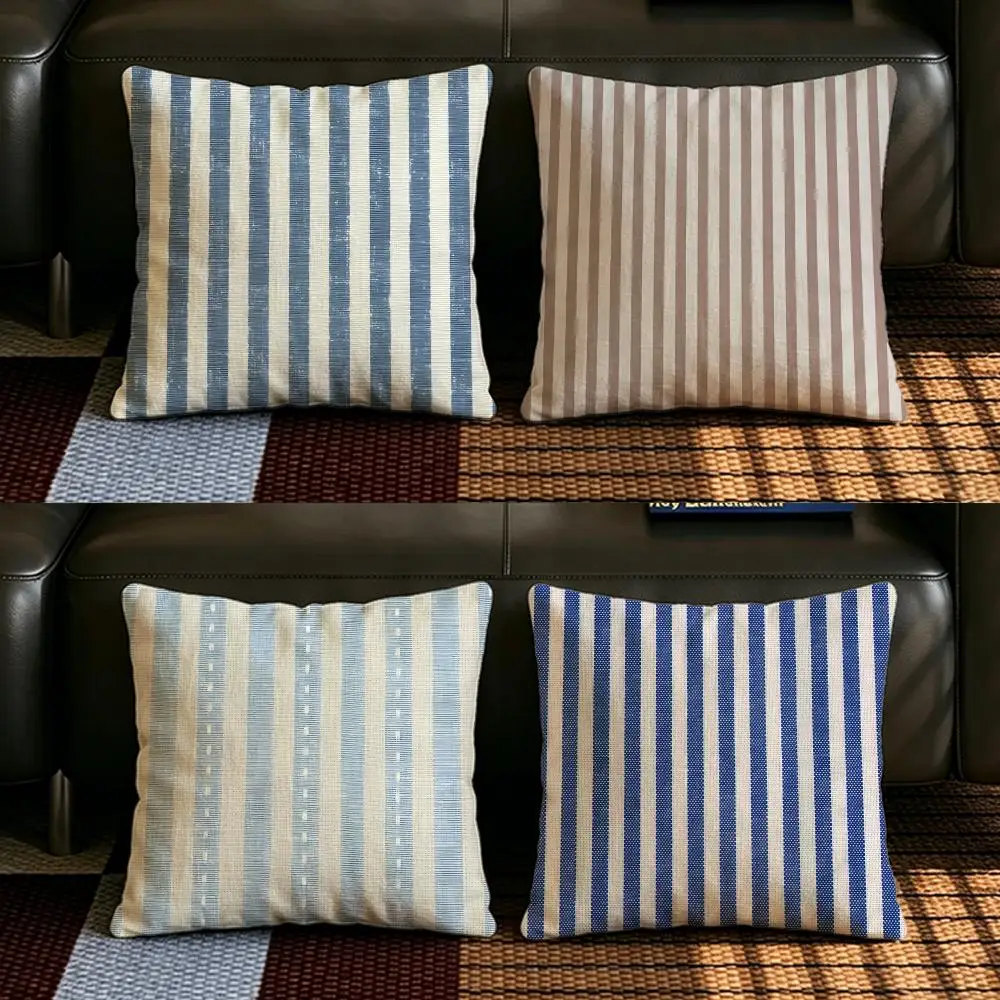 S-StripesS Kissenbezug-Set aus Naturleinen, All-in-One-Dekoration für Sofa, Schlafzimmer & Stuhl