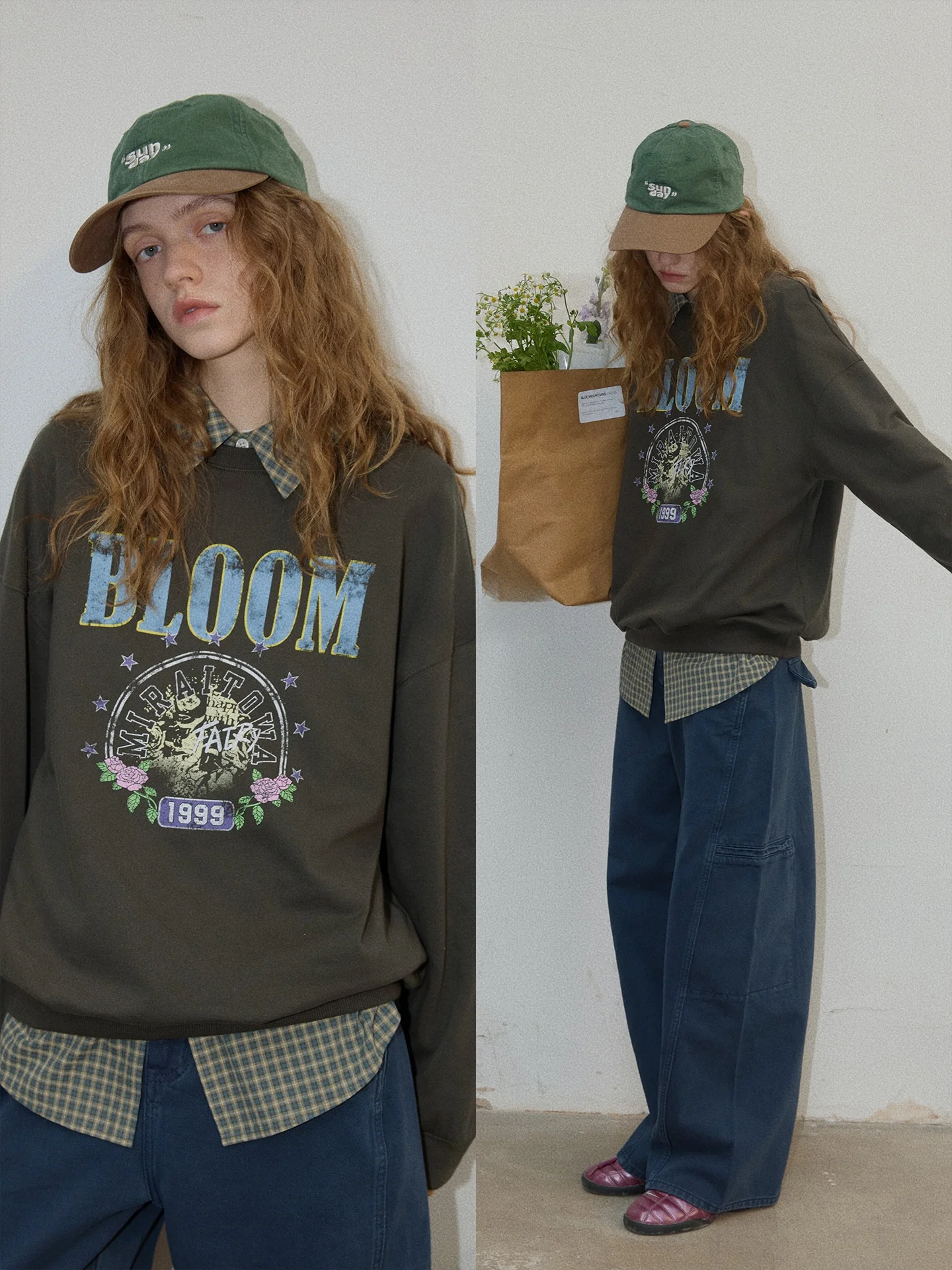 

Женский повседневный свитшот BMLT Cloud House Spring Round Ne Deep ey 00 из 100% хлопка, оверсайз, в корейском стиле, с принтом