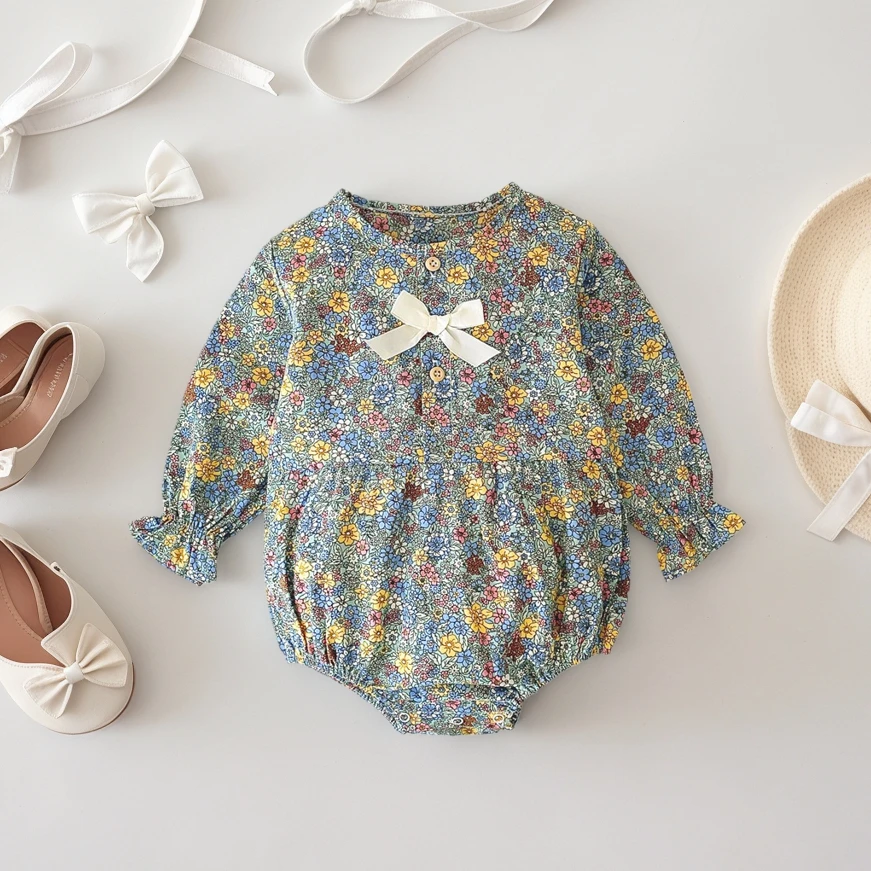 

Sanlutoz Хлопковые осенние боди с цветочным принтом для маленьких девочек Одежда для новорожденных принцессы