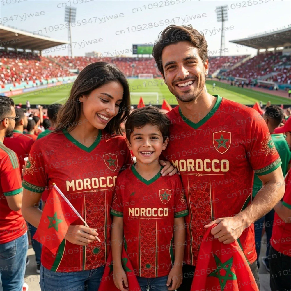 2026Summer Morocco Flag Print Jersey 3D Print T-shirt Breathable Quick Dry Fashion Streetwear Sport Parent-child Tshirt Clothing
