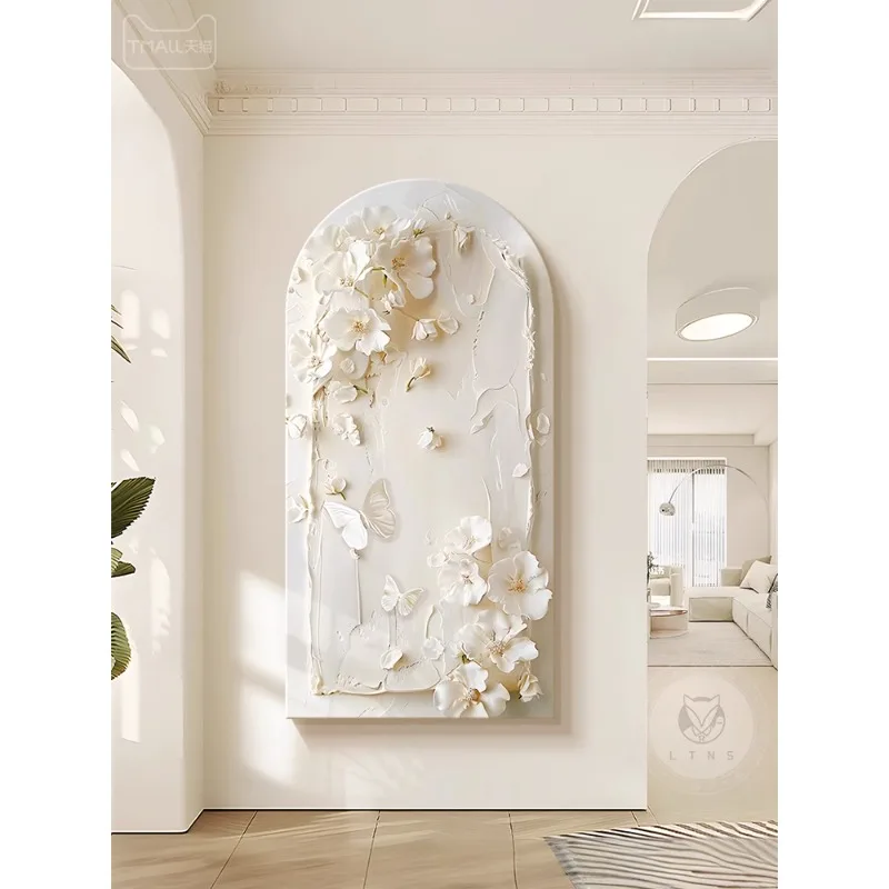 

Cream wind entrance decorative painting high-level vertical corridor aisle hanging painting abstract flowers entering the door m