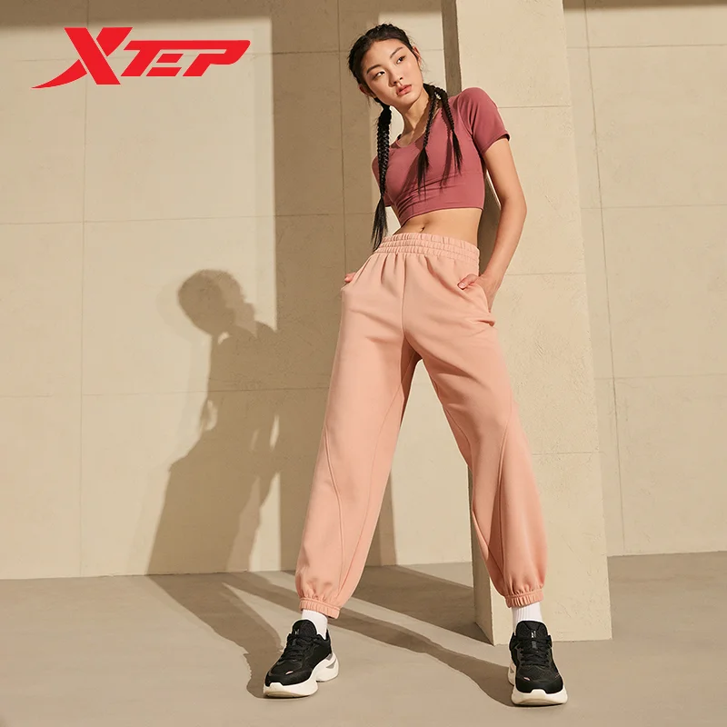 Xtep Knitted Trousers For Women 2024 Spring Training Women\'s Sweatpants Sweat-Absorbing Comfortable Casual Bottoms 876128630018