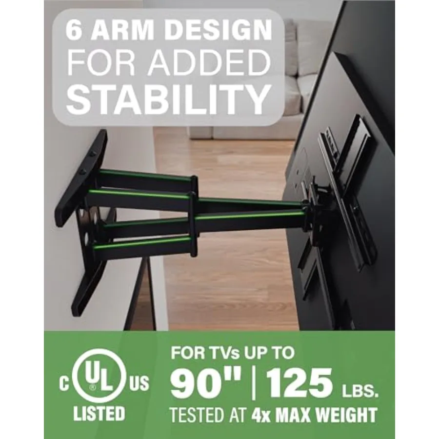 حامل تلفزيون ممتاز كامل الحركة لـ 4290 تلفزيونًا، وصلة قوية وناعمة، دوارة وإمالة لأجهزة التلفاز الكبيرة، تصميم عالمي يناسب العديد من Br #6