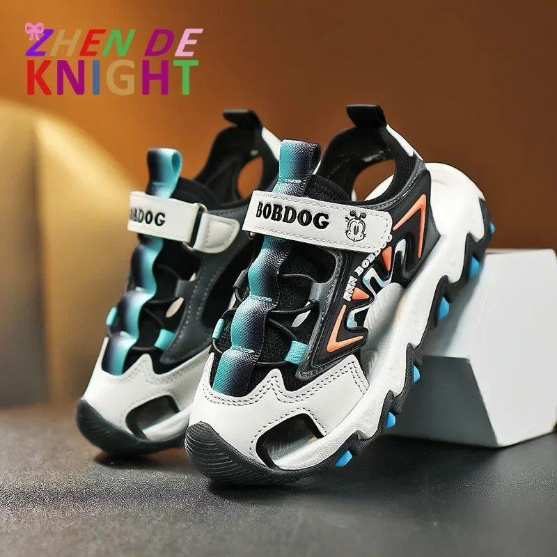 

Летние сандалии с закрытым носком для девочек и мальчиков, модные брендовые детские сандалии, нескользящая повседневная спортивная пляжная обувь