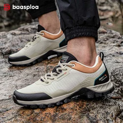 Baasploa Men Hiking Shoes Fashion Outdoor Camping Waterproof Lace-Up Sneakers Male Casual Non-Slip Wear Resistant Walking Shoes