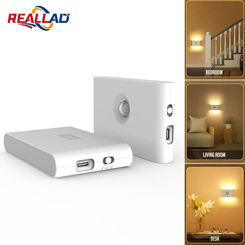 

Motion Sensor Night Lights Wireless LED USB Rechargeable Magnetic For Wardrobe Room Closet Kitchen Aisle Detector Cabinet Lamp