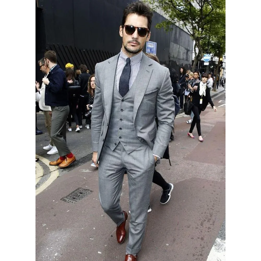 

Fashion Suits for Men Wedding Men's Three Piece Suit Serge Single Breasted Casual Wedding Groomsmen New in Suits & Blazers Male