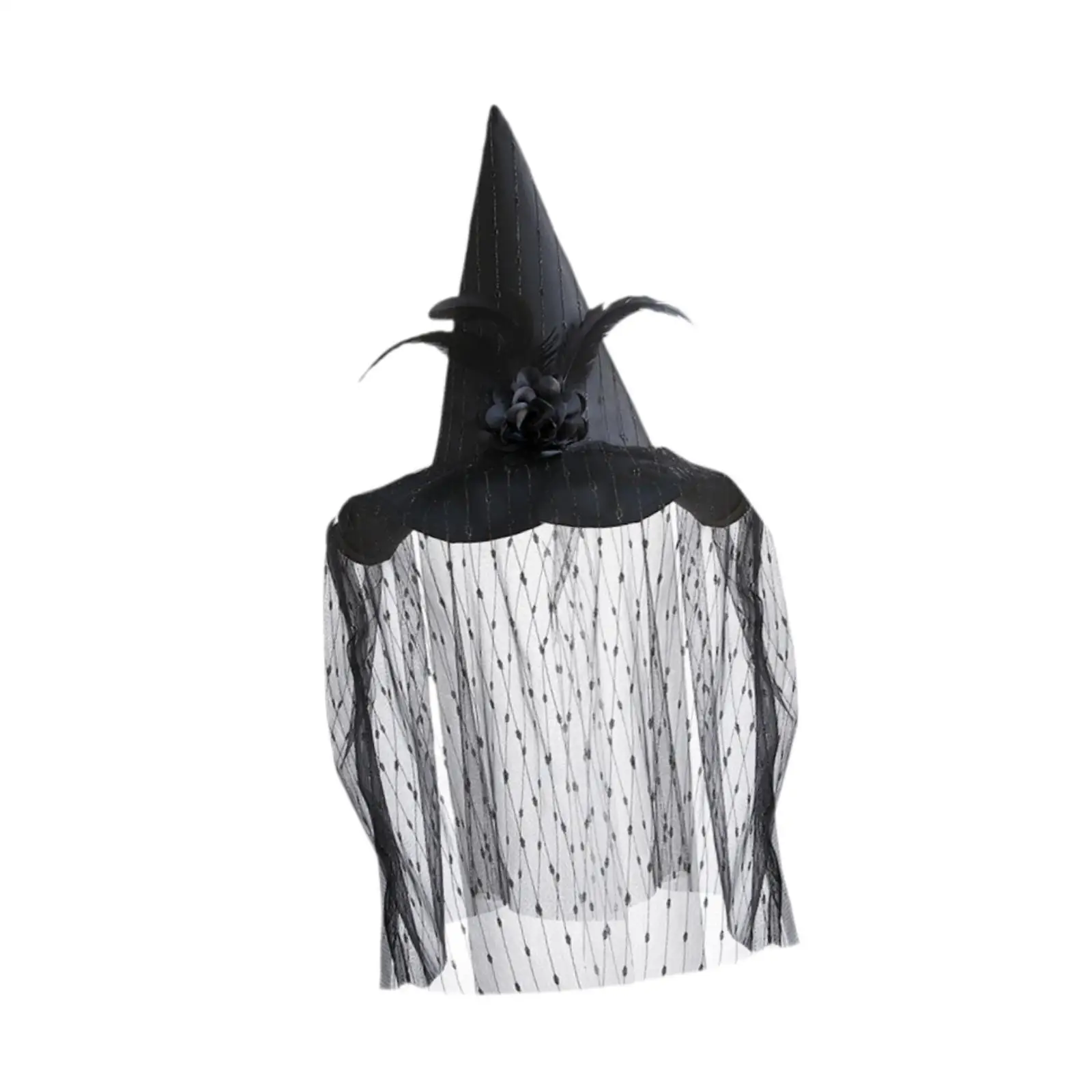 Halloween Witch Hat Wide Brim Black Pointed Witch Hat for Dress up Cosplay Party