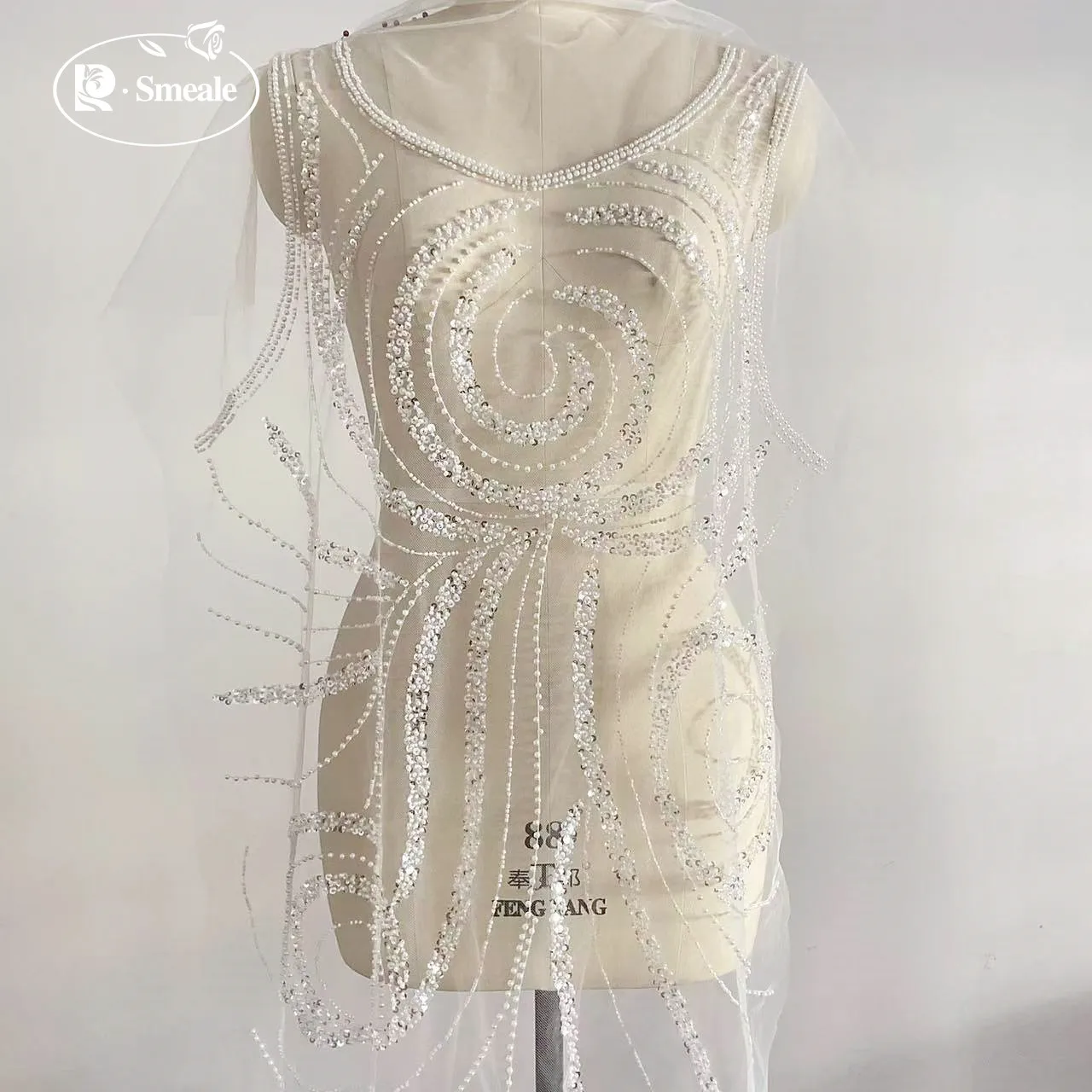 Front Chest Decoration Beading Big Flowers Off white lace applique for clothing, patch accessories, rs24627