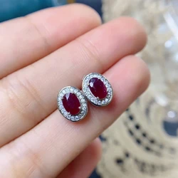Natural Ruby earrings for women silver 925 jewelry luxury gem stones 18k gold plated free shiping items